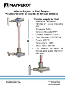 Valvulas angular nivel tanques